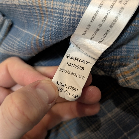 Ariat Rebar Button Down Flannel Plaid Blue Gray Long Sleeve Mens XXL - Picture 6 of 9